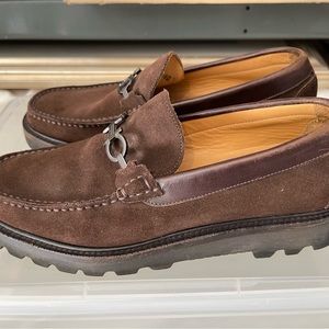 Salvatore Ferragamo Suede Loafers Gumlite Vibram Soles (Brown)- 6.5D
